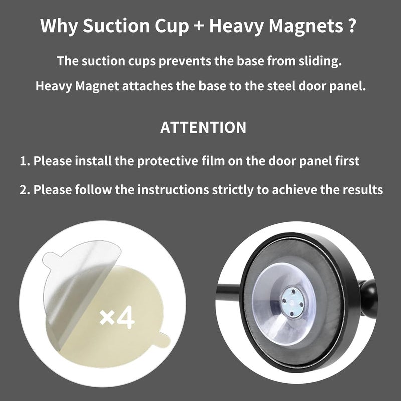INSFITY Heavy Duty Magnetic Curtain Rods for Metal Door (16-28" Pack 2 Black) Magnetic Cafe Curtain Rod with Strong Magnet & Suction-Cup (Patent Pending) - Image 2